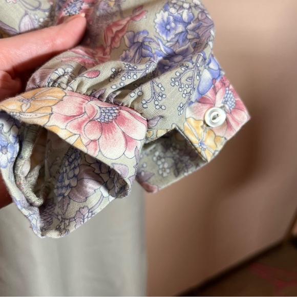 Vintage 70 80 Retro Victorian pastel floral Prairie Grey High waist Skirt set - Picture 13 of 17